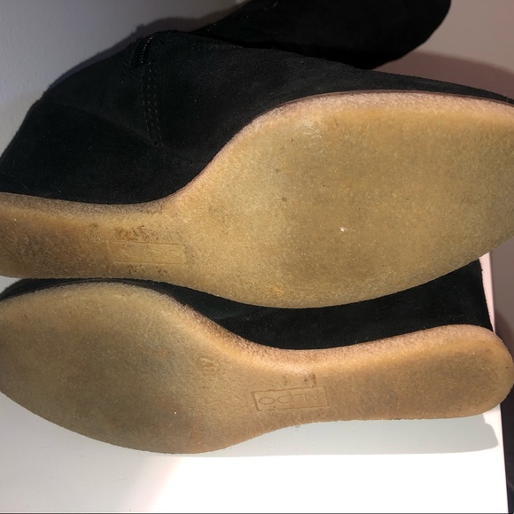 Aldo black suede wedge knee-high boots - Picture 8 of 10